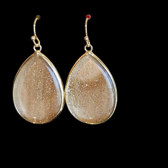 NWT - 18k Gold Celestial Glitter Teardrop Earrings - Picture 4 of 13